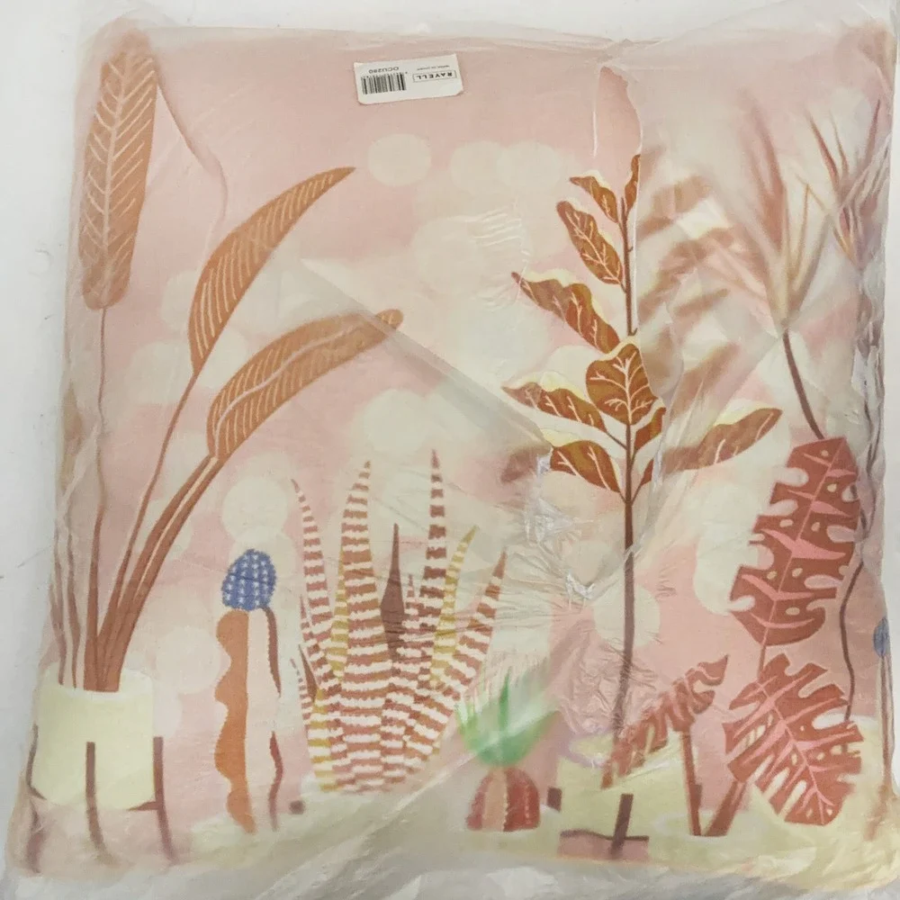 Rayell NEW Indoor Square Cushion Plant Town Brown 18